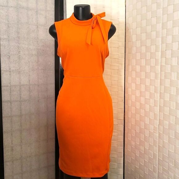 BRAND NEW CALVIN KLEIN PETITE SCUBA CREPE TIE-NECK SLEEVELESS WOMEN'S DRESS - Picture 5 of 14